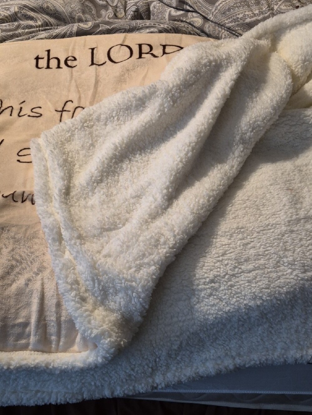Inspirational Scripture Plush Throw Blanket - Cream - Picture 2 of 2